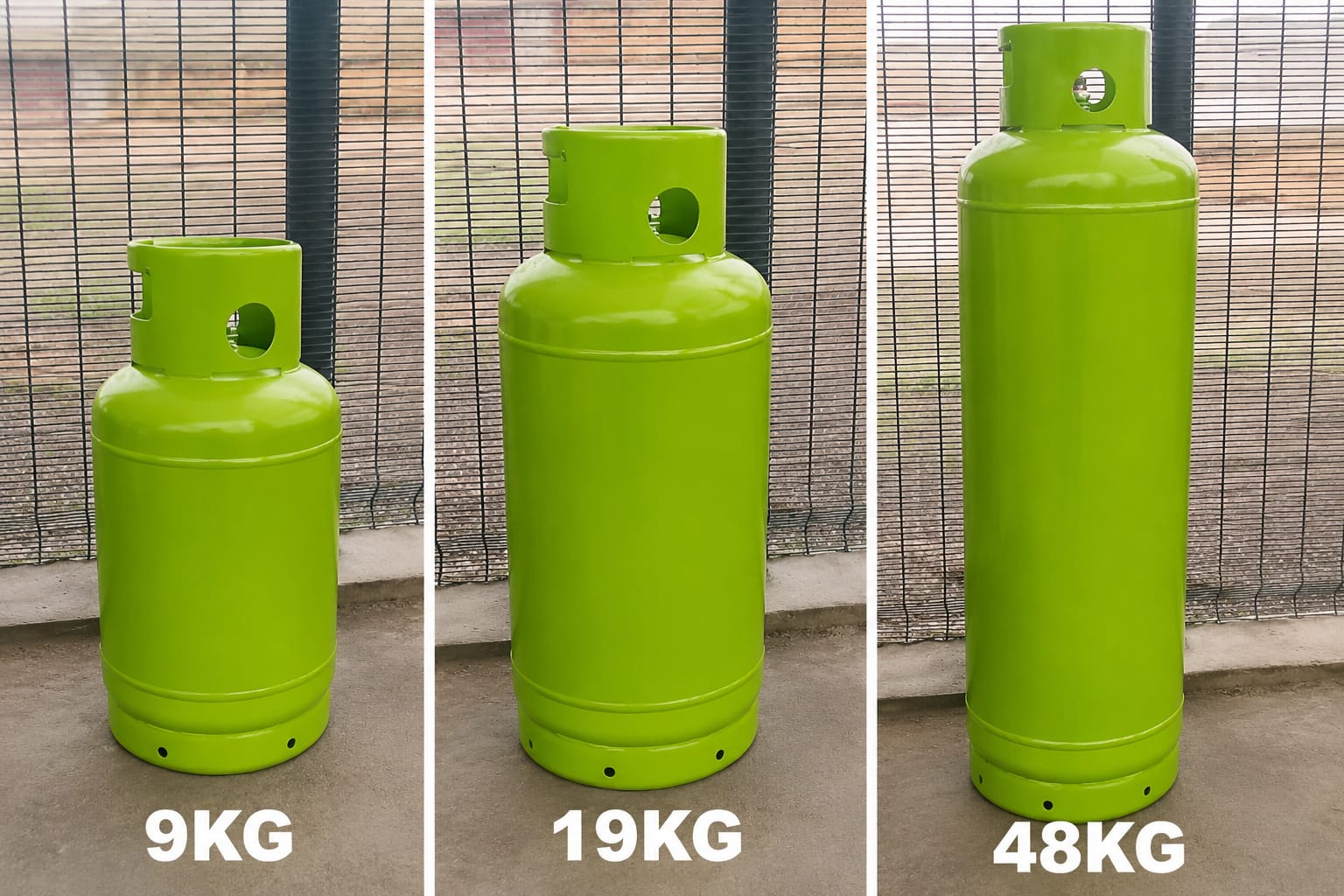 9kg and 19kg LPG cylinders side by side