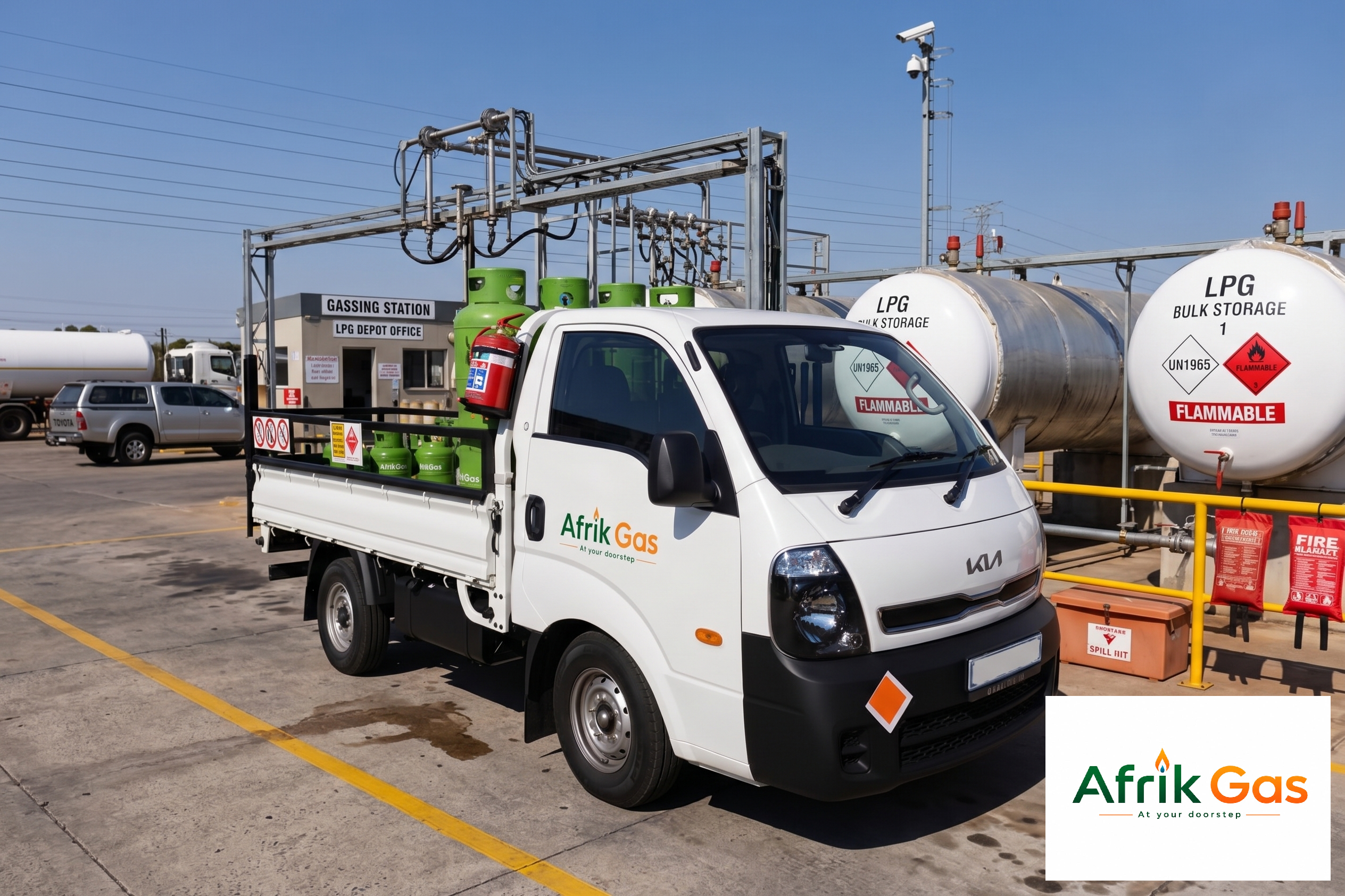 Afrik Gas delivery vehicle carrying LPG cylinders in Midrand