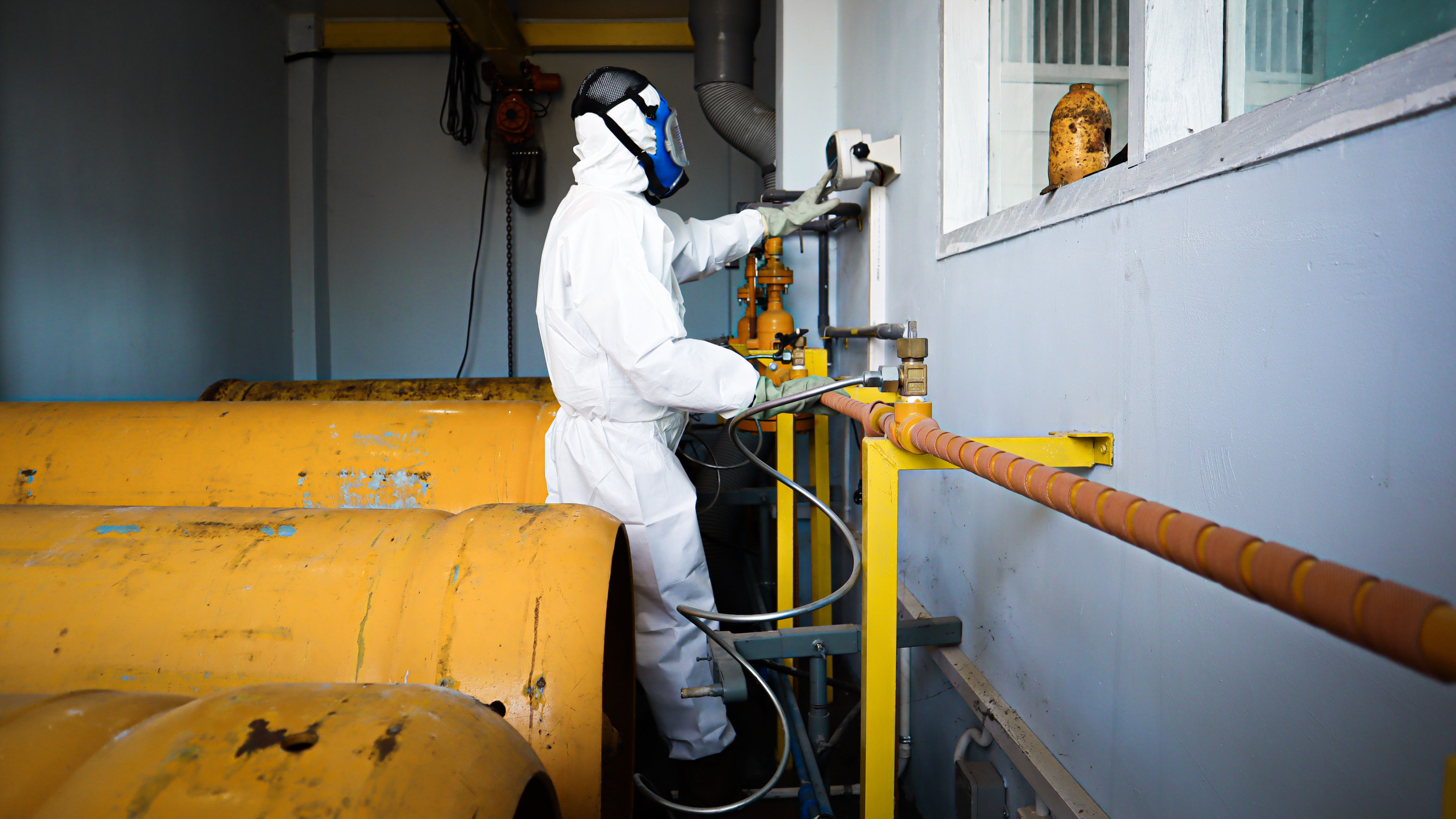 Industrial LPG cylinder installation at a factory